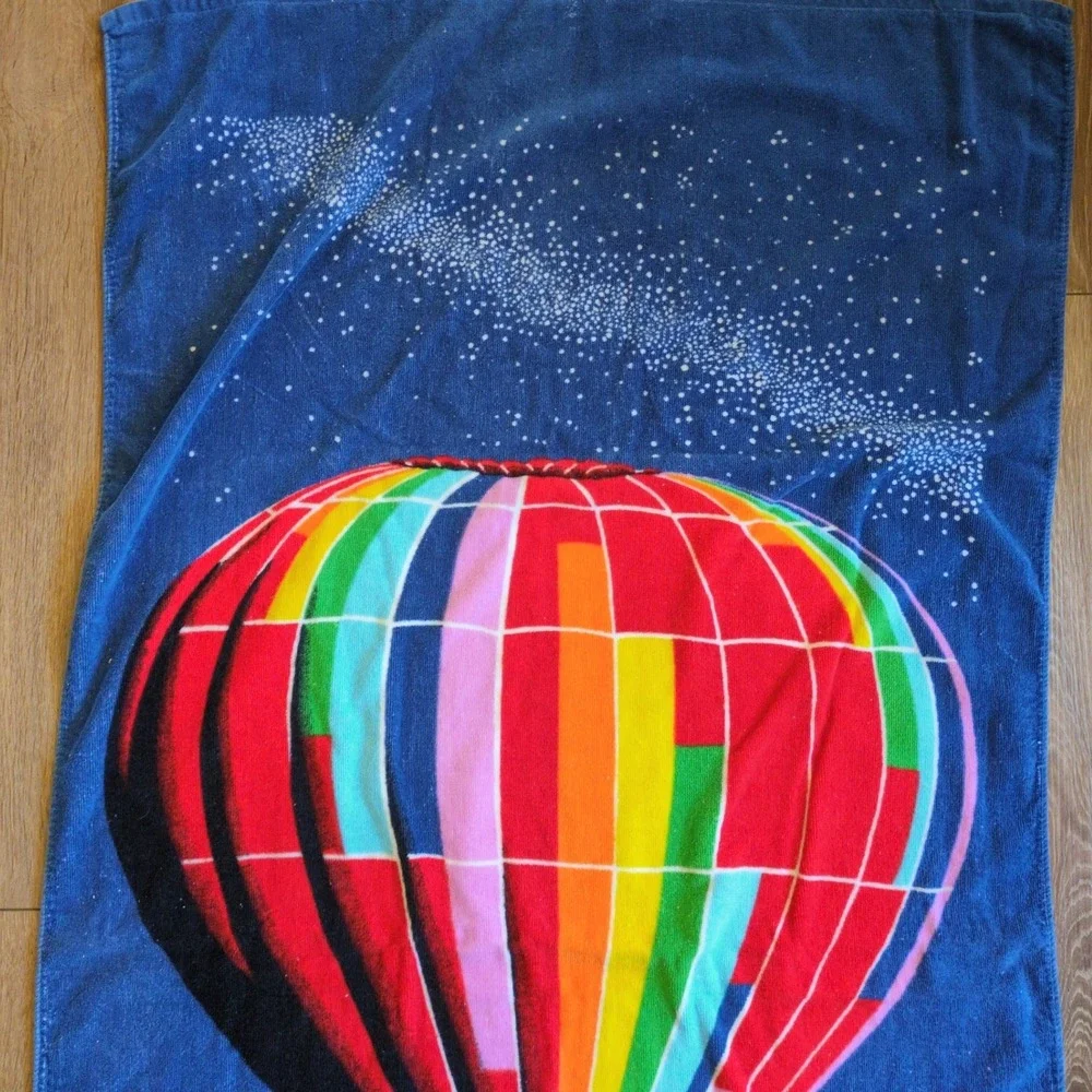 Vintage Seven‎ Seas Hot Air Ballon Beach Towel - Retro Colorful Bright EUC